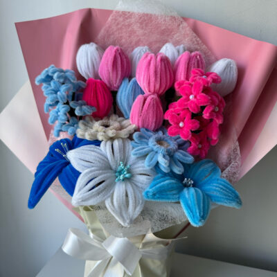 Šenilo gėlių puokštė