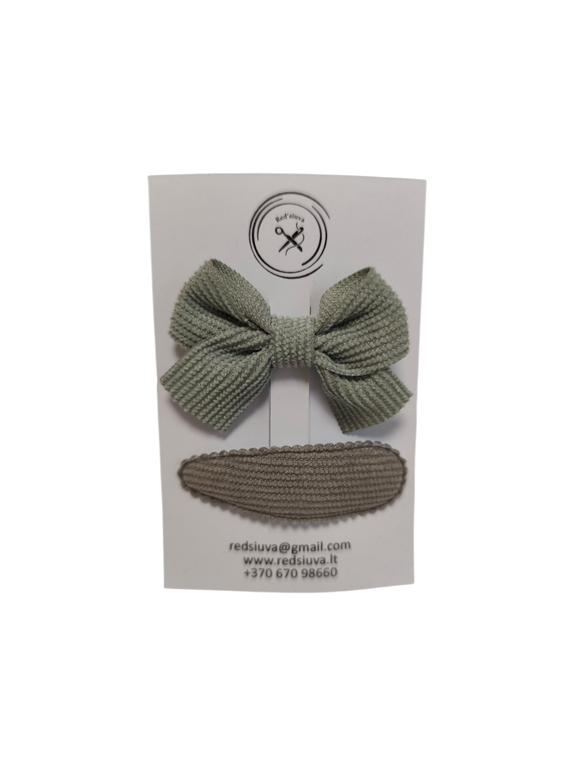 Plaukų segtukas žalsvas kaspinėlis